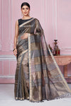 Shop beautiful antique golden and striped Banarasi saree online in USA. Look your best on festive occasions in latest designer sarees, pure silk saris, Kanchipuram silk sarees, handwoven sarees, tussar silk saris, embroidered sarees from Pure Elegance Indian fashion store in USA.-full view
