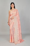 92A762 Baby Pink Embroidered Linen Silk Saree