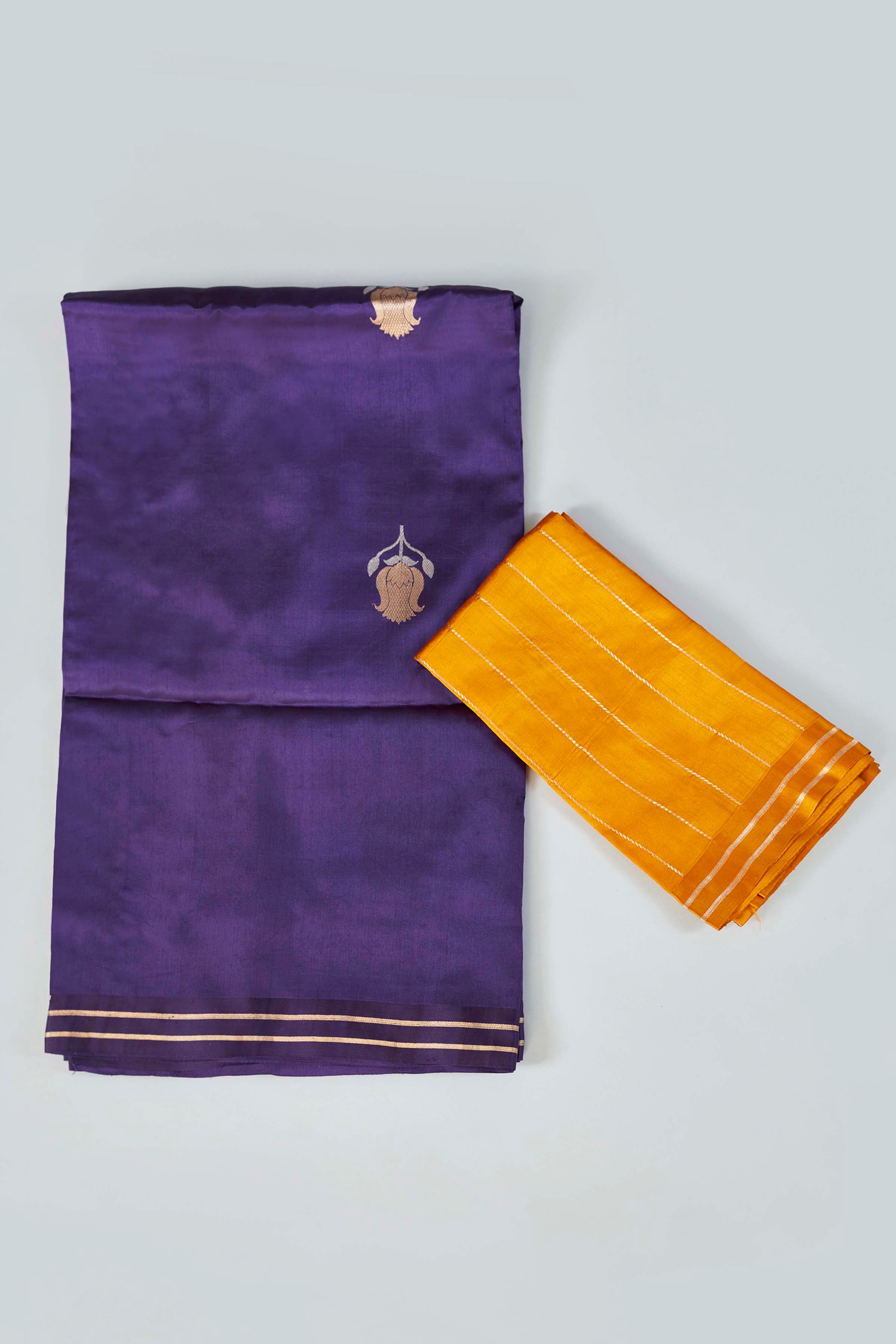 Buy purple Katan silk Banarasi sari online in USA with floral zari buta. Look your best on special occasions in Banarasi sarees, pure silk saris, handwoven sarees.-blouse