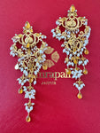 20D281A Gold Plated Drop Earrings with Glass Drop Tassels