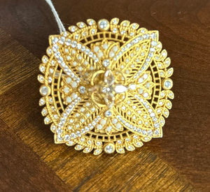 Shop Amrapali gold plated big glass floral ring online in USA. Buy beautiful gold plated jewelry, gold plated earrings, silver earrings, silver bangles, bridal jewelry, wedding jewellery from Pure Elegance Indian fashion store in USA.-front