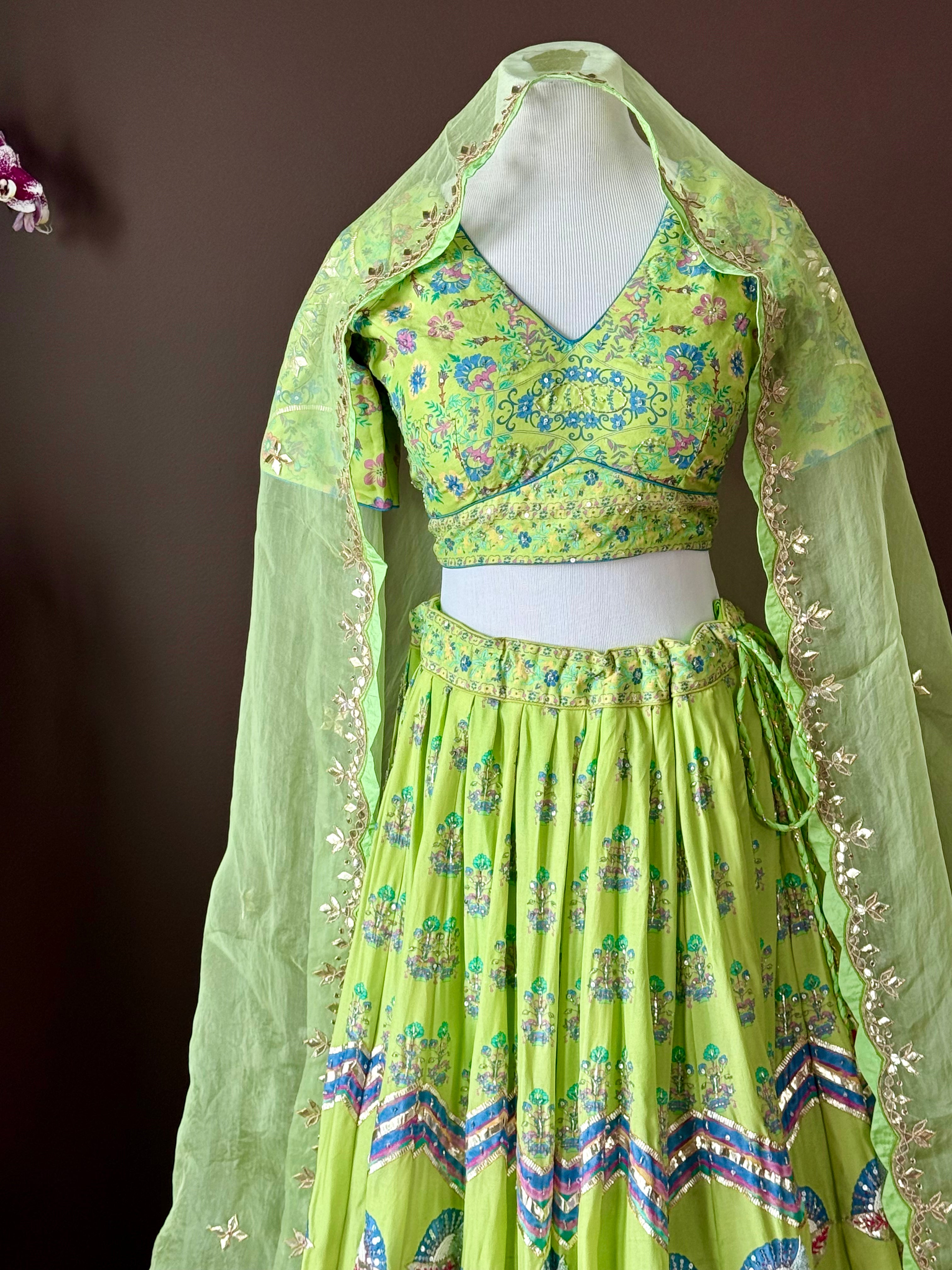 Shop Pista Green Printed And Embroidered Lehenga| Dupatta Online In USA Shop Pista Green Printed And Embroidered Lehenga| Dupatta Online In USA