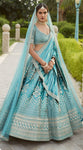 Shop sea green embroidered designer lehenga with dupatta online in USA. Radiate elegance and class in designer lehengas, designer sarees, embroidered lehenga, bridal lehenga from Pure Elegance Indian fashion store in USA.-full view