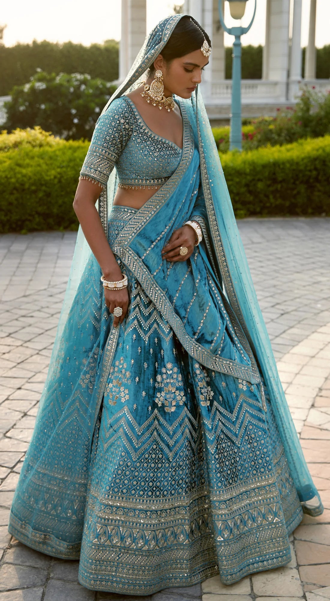 Shop sea green embroidered designer lehenga with dupatta online in USA. Radiate elegance and class in designer lehengas, designer sarees, embroidered lehenga, bridal lehenga from Pure Elegance Indian fashion store in USA.-lehenga