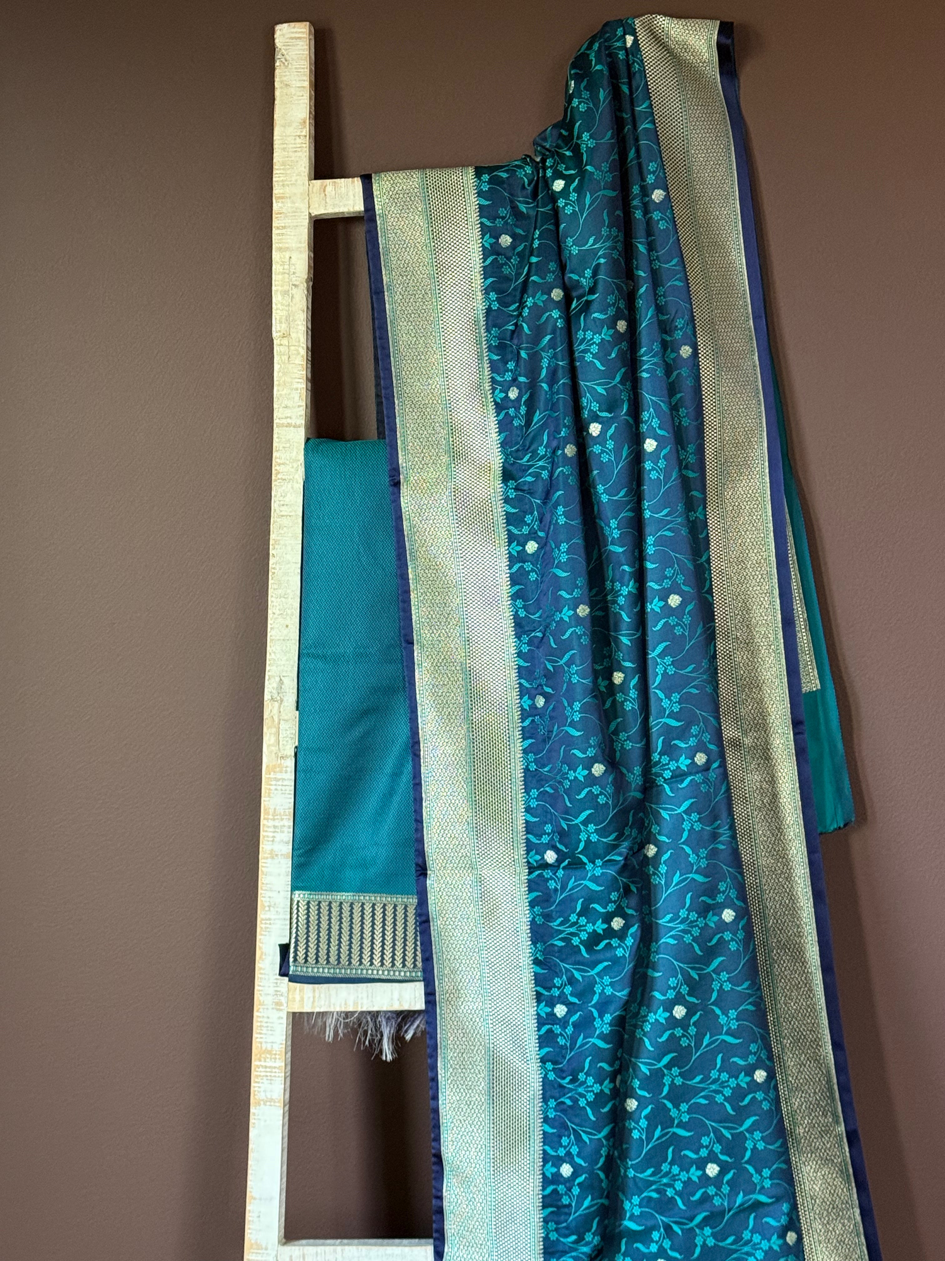 Shop sea green Mashru Banarasi saree online in USA. Look your best on festive occasions in latest designer sarees, Banarasi sarees, handwoven sarees.-saree