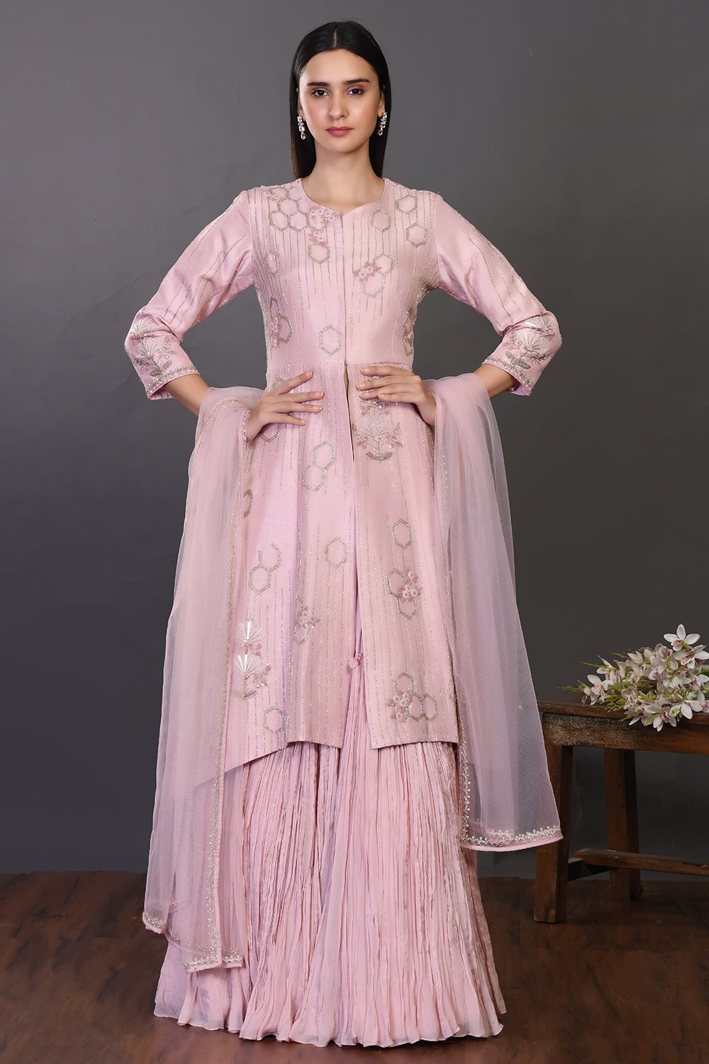 30Z127-RO  pink silk Lehenga with dupatta