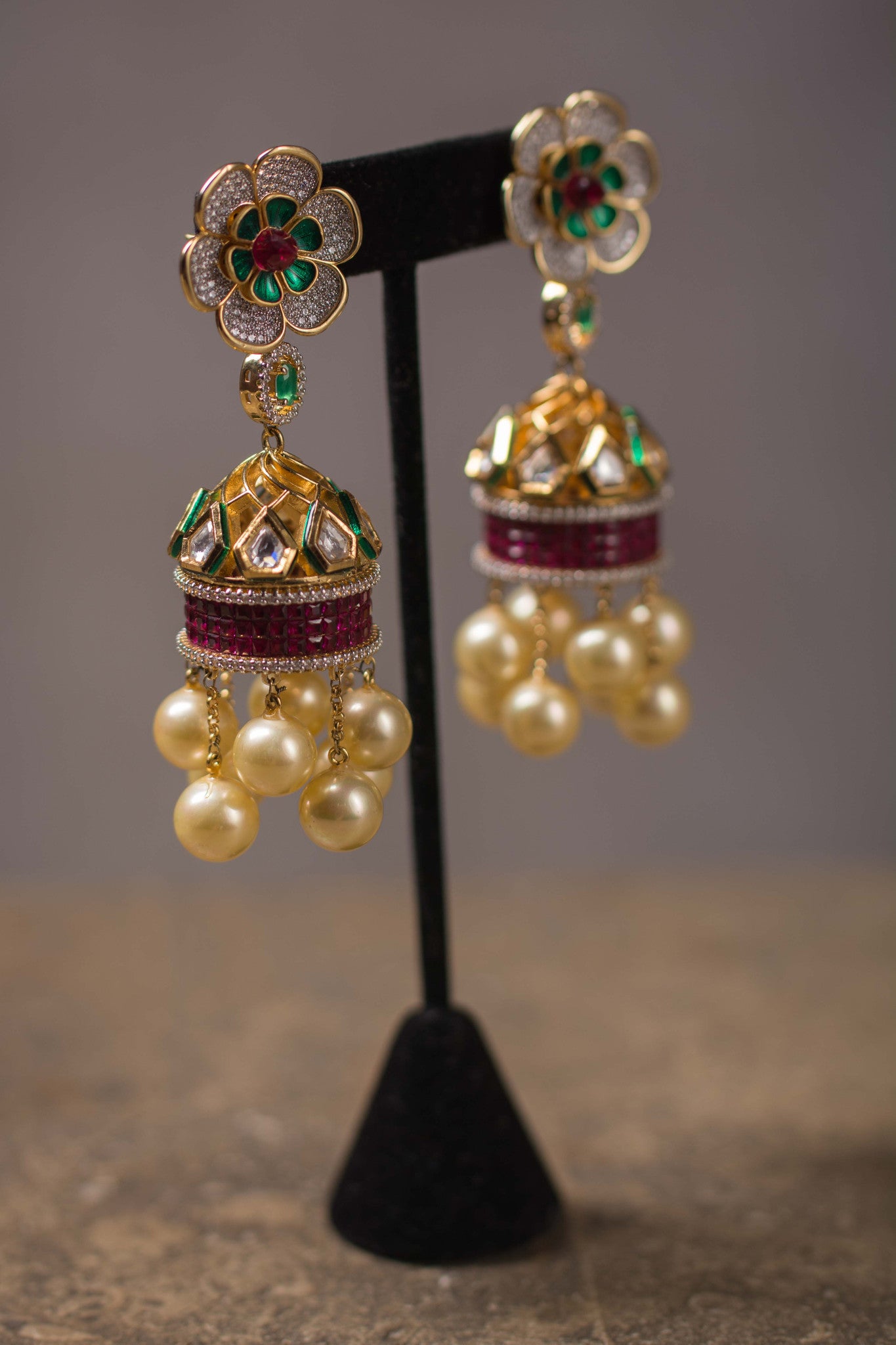 20a155-silver-gold-plated-amrapali-earrings-floral-top-pearl-multi-stone-chandelier