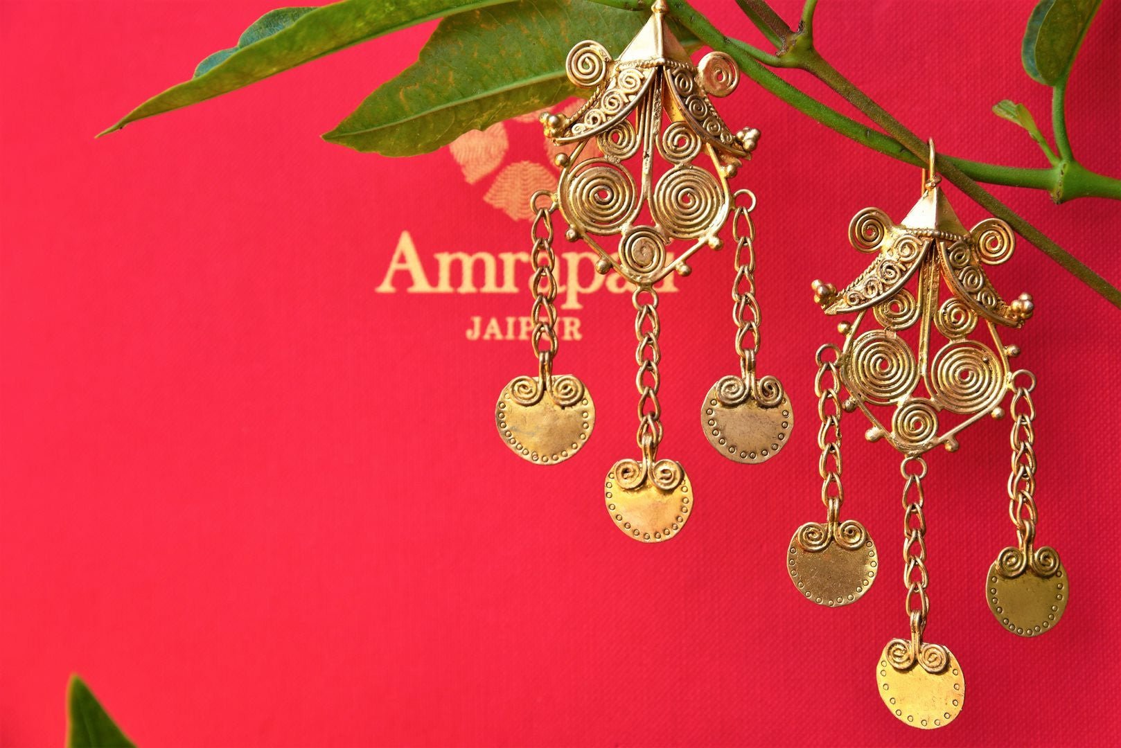 Buy Silver Gold Plated Amrapali Drop Earrings Online in USA from Pure Elegance. Shop silver Indian earrings from our store for women in USA for every occasion.-closeup