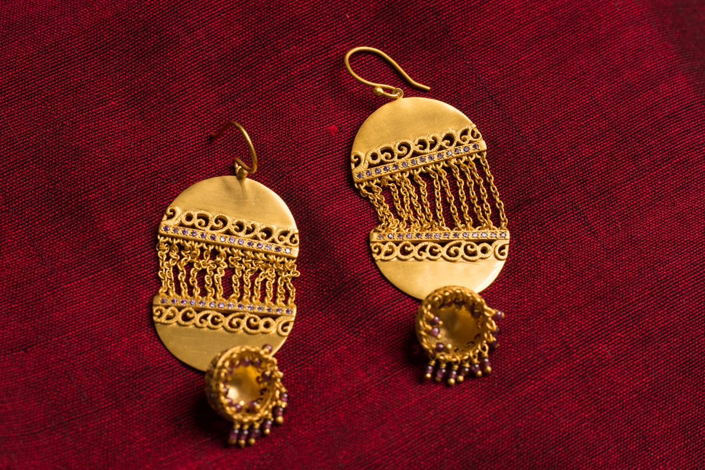 20a434-silver-gold-plated-amrapali-earrings-amethyst-zircon-jhumka-cut-work-alternate-view