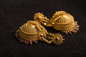 20a437-silver-gold-plated-amrapali-earrings-garnet-jhumka-alternate-view