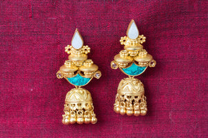 20a438-silver-gold-plated-amrapali-earrings-turquoise-pearl-bead-jhumka