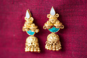 20a438-silver-gold-plated-amrapali-earrings-turquoise-pearl-bead-jhumka-alternate-view