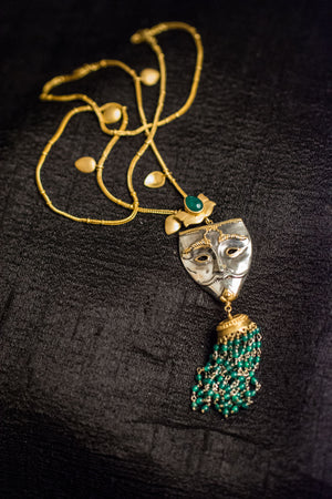20a454-silver-gold-plated-amrapali-necklace-leaf-mask-green-onyx-alternate-view-3