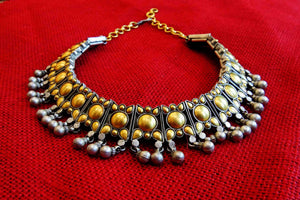 20A507 Silver Gold Plated Dual Shaded Necklace