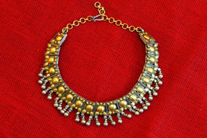 20A507 Silver Gold Plated Dual Shaded Necklace