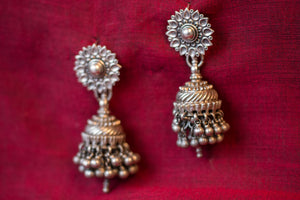 20a517-silver-amrapali-earrings-floral-top-embossed-chandelier-bead-alternate-view