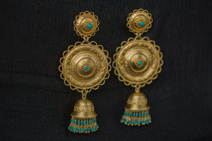20a529-silver-gold-plated-amrapali-earrings-raised-design-chandelier-turquoise-alternate-view