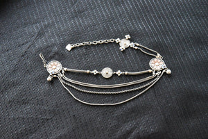 20A658 Chandrika Charm Anklet With Pink Enamel 