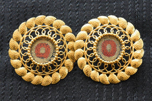 20A833 Elegant Round Amarpali Earrings With A Touch Of Red