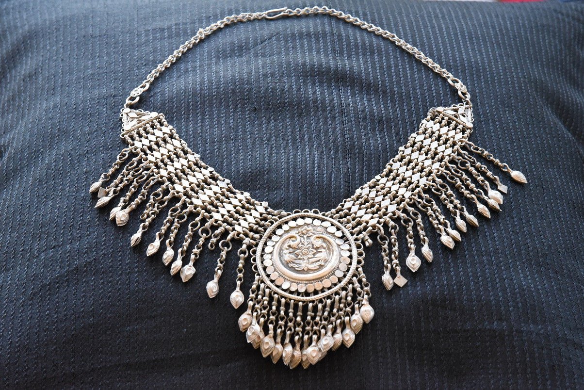 20A881 Chunky Silver Gold Plated Necklace