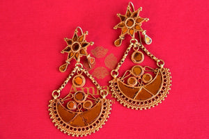 Silver G/P Earring with yellow glass earrings. Lovely addition in your amrapali light weight earrings collection. - front view