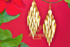 Buy silver gold plated dangling Amrapali Earrings online in USA. Pure Elegance fashion store brings an exquisite collection of Indian fashion earrings in USA for women.-closeup