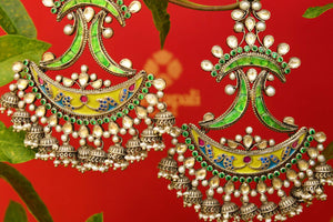 Buy silver gold plated Amrapali enamel and glass earrings online from Pure Elegance. Our fashion store in USA brings an exquisite range of ethnic jewelry in USA for women-closeup