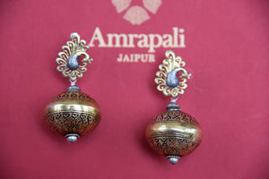 Shop this traditional Indian gold plated two tone Amrapali jewelry online or from our Pure Elegance store in USA. Perfect for any wedding, reception, sangeet. Gold Earrings.