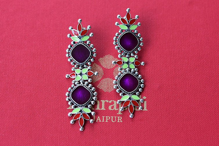 Silver gold plated amrapali fashion earrings. Traditional and modern.- full view