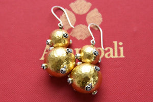 Silver gold plated hanging earrings. Lovely collection for Indian jewelry, pair with any kind of outfit.-full view