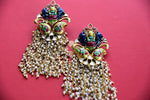 Silver gold plated Amrapali's earrings.  Perfect fashion ethnic Indian jewelry to pair with saree.-full view
