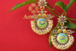 Buy intricate design Silver Gold Plated Glass Amrapali Earrings Online in USA from Pure Elegance. Shop Indian gold plated jewelry from our store for women in USA.-closeup