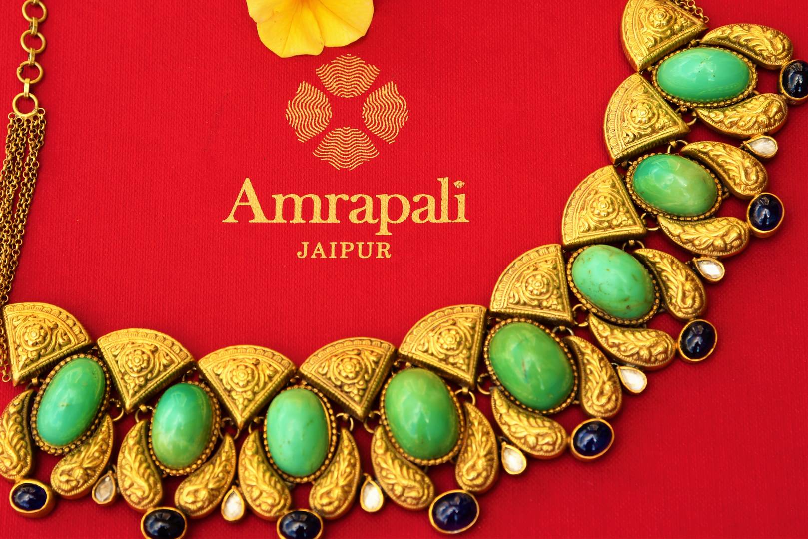 Buy silver gold plated Amrapali necklace online in USA. Pure Elegance store brings an exquisite range of Indian silver gold plated necklaces online in USA. Shop online. -closeup