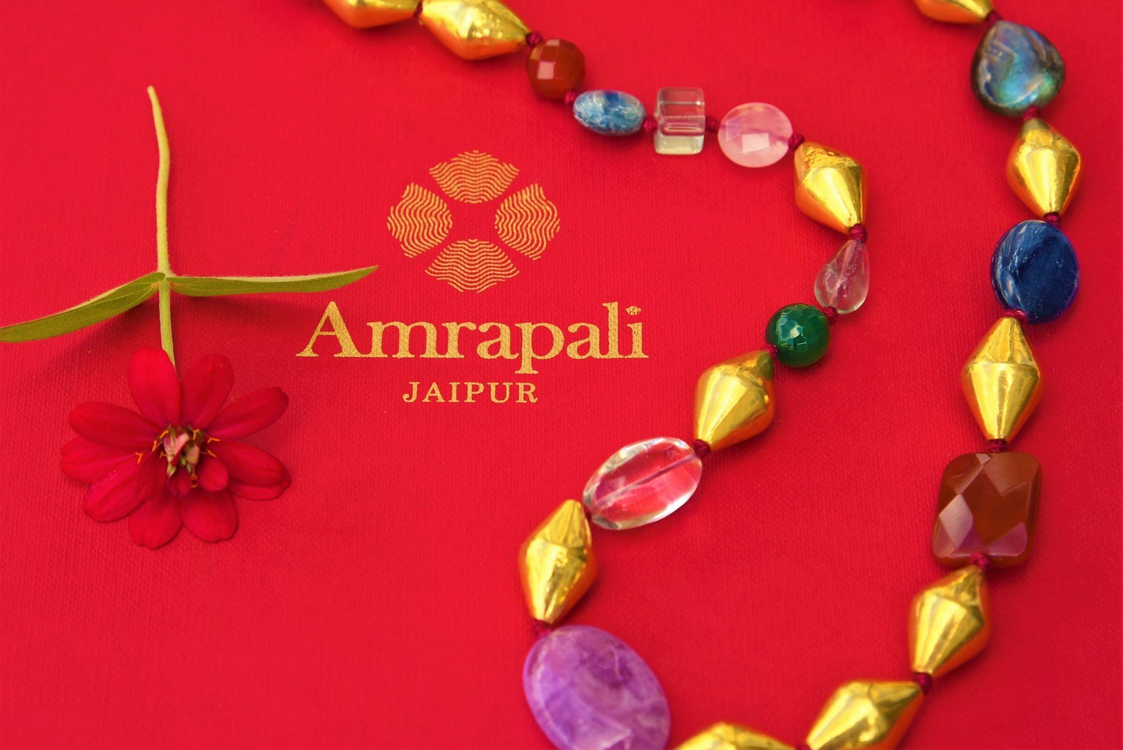 Buy silver gold plated multicolor stones Amrapali thread necklace online in USA. Pure Elegance store brings an exquisite range of Indian silver jewelry online in USA.-closeup