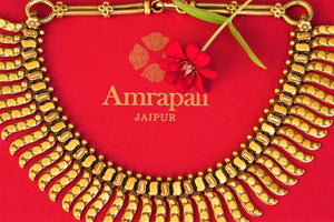 Buy silver gold plated Amrapali traditional necklace online in USA. Pure Elegance store brings an exquisite range of Indian gold plated wedding jewelry online in USA.-closeup