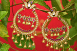 Buy Amrapali silver gold plated glass and zircon earrings online in USA. Pure Elegance fashion store brings an exquisite collection of Indian jewelry for weddings in USA. -closeup
