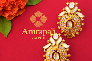 Buy silver gold plated Amrapali glass earrings online in USA at Pure Elegance. Our fashion store brings exquisite range of Indian silver gold plated earrings in USA for women.-closeup