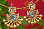 Buy online silver gold plated turquoise glass and zircon earrings in USA. Pure Elegance fashion store brings an exquisite range of Indian Amrapali jewelry in USA.-closeup