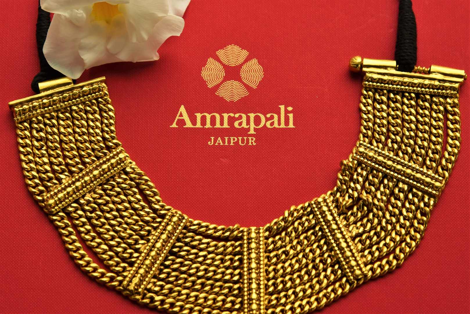 Buy Amrapali silver gold plated multi chain thread necklace online in USA. Pure Elegance fashion store brings exquisite range of Indian gold plated jewelry in USA. Shop online.-closeup