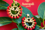Buy silver gold plated Amrapali glass and pearl hoop earrings in USA. Pure Elegance fashion store brings exquisite variety of Indian gold plated jewellery in USA. -closeup