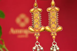 Buy Amrapali ethnic silver gold plated earrings online in USA. Pure Elegance fashion store brings an exquisite range of Indian silver earrings in USA for women.-closeup