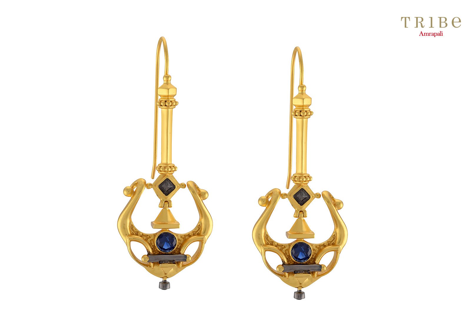 Buy Amrapali unique design serpent hook gold plated earrings online in USA. Add a sparkling touch to your ethnic look with beautiful Indian gold plated jewelry available at Pure Elegance exclusive Indian fashion store in USA or shop online.-full view
