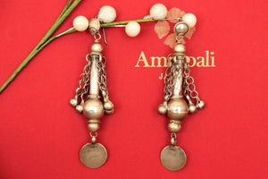 Shop handcrafted tribal silver earrings online in USA. Find an exquisite collection of handcrafted Indian jewelry in USA at Pure Elegance Indian fashion store. Complete your festive look with beautiful silver gold plated necklaces, silver gold plated earrings, silver jewelry from our online store.-front