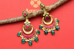 Buy beautiful Amrapali kundan and color stone gold plated chandbali online in USA. Look beautiful in Indian jewelry, gold plated jewelry , silver jewelry, gold plated earrings, wedding jewellery from Pure Elegance Indian fashion store in USA.-full view