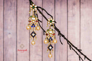 Shop Amrapali delicate silver gold plated colored glass earrings online in USA. Complete your ethnic look with traditional Indian silver gold plated jewelry from Pure Elegance Indian fashion store in USA. Shop gold plated necklaces, wedding jewelry for Indian brides in USA from our online store.-front