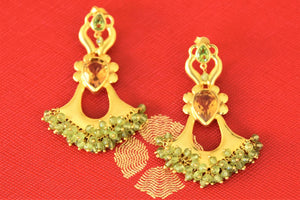 Shop silver gold plated Amrapali citrine earrings online in USA. Shop designer Amrapali jewelry in USA from Pure Elegance Indian fashion store. Choose from a colorful and exquisite variety of gold plated earrings, gold plated necklaces, silver gold plated jewelry for special occasions.-flatlay