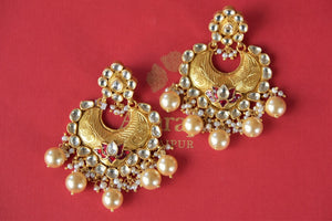 Buy beautiful Amrapali silver gold plated glass earrings online in USA. Enhance your ethnic style with exquisite Indian jewelry from Pure Elegance Indian fashion store in USA. Pick from a range of stunning silver gold plated earrings, silver gold plated necklaces, silver jewelry for a perfect finishing to your ethnic..-front