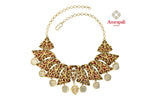Shop beautiful Amrapali silver gold plated glass and zircon necklace online in USA. Shop exquisite Indian silver jewelry, silver necklaces, silver earrings, gold plated jewelry from Amrapali from Pure Elegance Indian fashion store in USA.-front