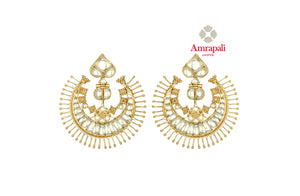 Shop gorgeous Amrapali silver gold plated glass chandbali earrings online in USA with spikes. Shop exquisite Indian silver jewelry, silver necklaces, silver earrings, gold plated jewelry from Amrapali from Pure Elegance Indian fashion store in USA.-front