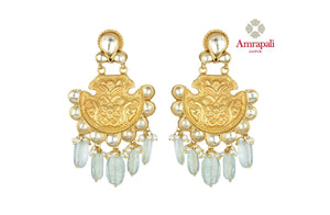 Buy beautiful Amrapali silver gold plated glass earrings online in USA with stone drops. Shop exquisite Indian silver jewelry, silver necklaces, silver earrings, gold plated jewelry from Amrapali from Pure Elegance Indian fashion store in USA.-front